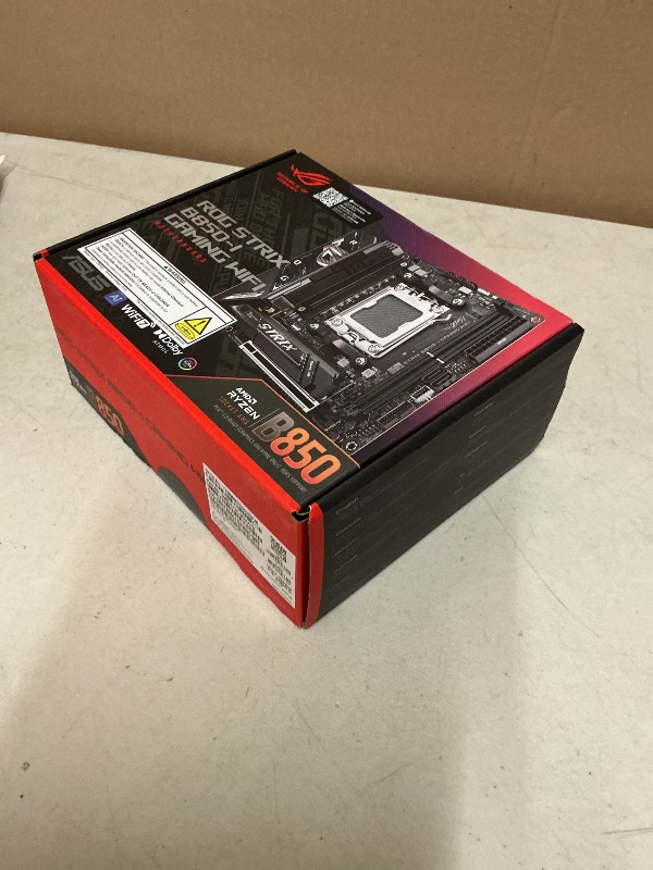 Photo 1 of ASUS ROG Strix B850-I Gaming WiFi AMD AM5 B850 Mini-ITX mITX Motherboard 10+2+1 Stages, DDR5, 2.5G LAN, WiFi 7, 2X M.2, PCIe® 5.0 x16, USB 20Gbps Type-C®, AI Overclocking, AI Networking II, Aura Sync