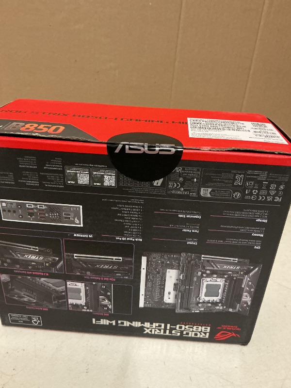 Photo 1 of ASUS ROG Strix B850-I Gaming WiFi AMD AM5 B850 Mini-ITX mITX Motherboard 10+2+1 Stages, DDR5, 2.5G LAN, WiFi 7, 2X M.2, PCIe® 5.0 x16, USB 20Gbps Type-C®, AI Overclocking, AI Networking II, Aura Sync