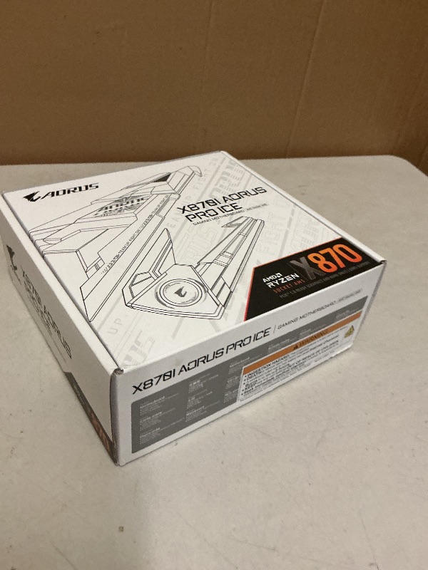 Photo 1 of GIGABYTE X870I AORUS PRO ICE AMD AM5 LGA 1718 Motherboard, Mini-ITX, DDR5, 2X M.2, PCIe 5.0, USB-C, WIFI7, 2.5GbE LAN, EZ-Latch, 5-Year Warranty