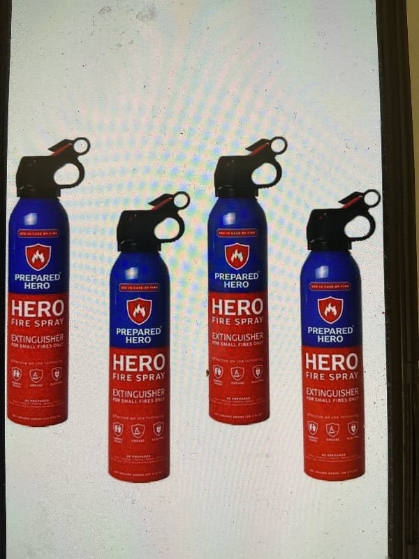 Photo 1 of Prepared Hero Fire Spray - Mini Fire Extinguishers for Home , Car ,Garage- Kitchen Small Extinguishers 100% Organic 4 pack 