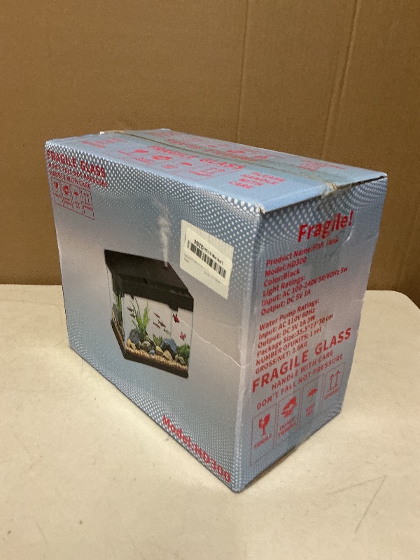 Photo 1 of Vehipa Fish Tank 2.4 Gallon Aquarium Kit with Humidifier 7-Color Auto-Looping 3 in 1 Quiet Pump with Filteration & Oxygenation & Circulation, Temperature Display, HD Glass