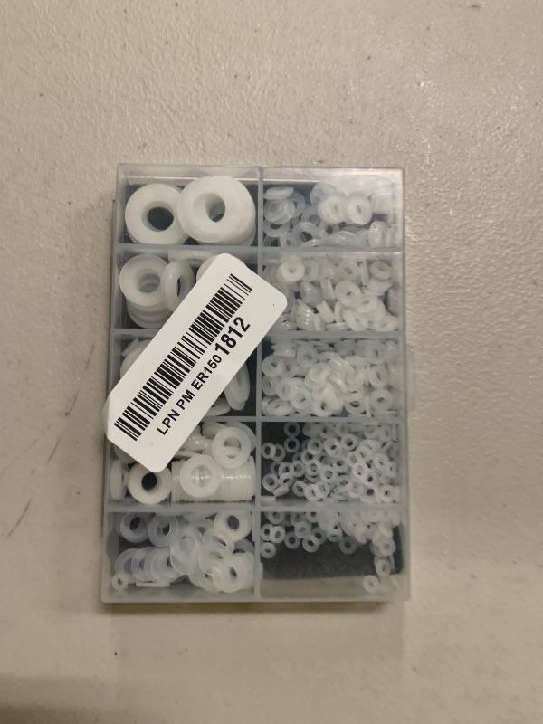 Photo 1 of 680 Pcs White Nylon Washers for Bolts, Plastic Flat Washers for Screws, 7 Sizes Assorted Hardware Assortment Kit, Nylon Sealing Washers Gaskets Spacer, M2.5 M3 M4 M5 M6 M8 M10
