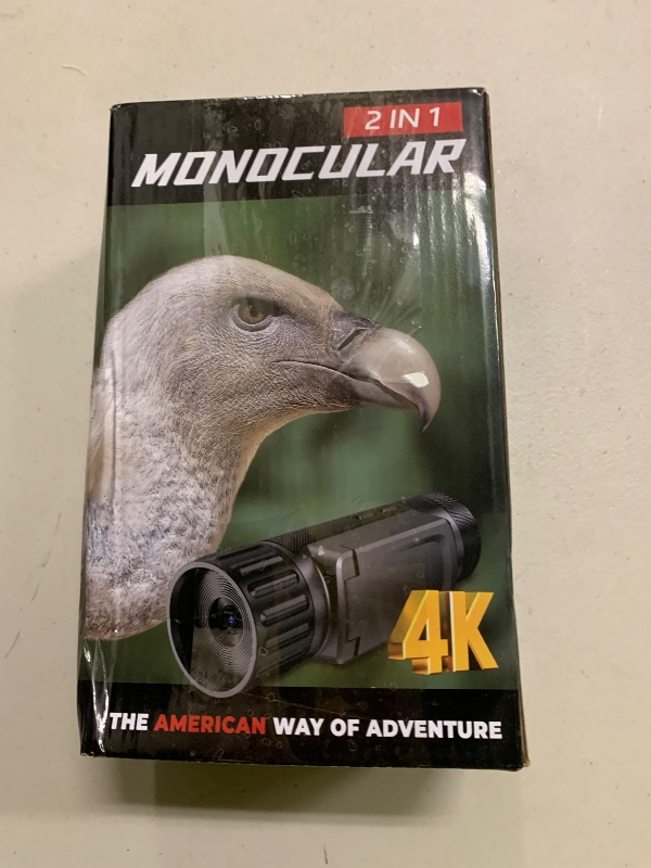 Photo 1 of 2 in 1 Monocular Telescope Camera, Max 4000ft 104X Digital Telescope with 3.0" Screen/Hood/Battery/SD Card/Case, 4K Video Camera Camcorder Manual Focus 48MP Photo Timelapse Camera