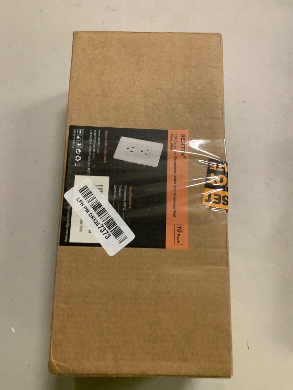 Photo 1 of BESTTEN Decorator Receptacle Outlet, 15 Amp Standard Electrical Wall Outlet with Screwless Wallplate, Non-Tamper Resistant, 15A/125V/1875W, UL Listed, 10 Pack, White