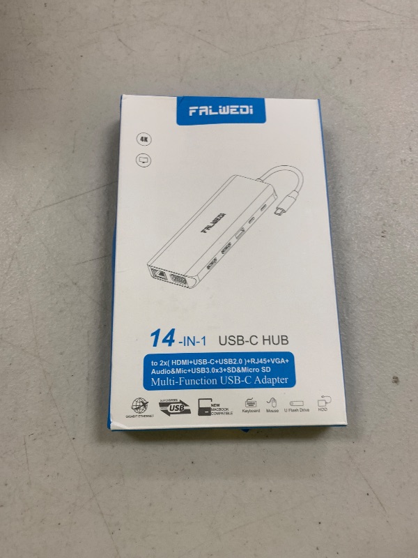 Photo 1 of USB C Laptop Docking Station, 14 in 1 Type C Hub Multiport Adapter Dongle with 3 Monitors, Dual HDMI, VGA, PD, Ethernet, SD/TF, USB C/A Ports, Mic/Audio, Compatible for Dell/Surface/HP/Lenovo Laptops