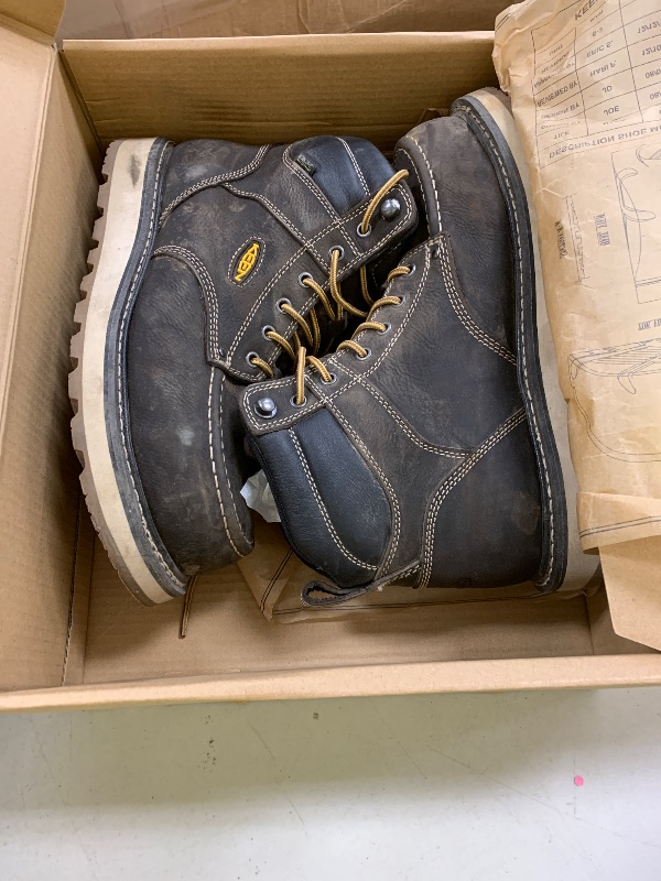 Photo 1 of KEEN Utility Men's Cincinnati 6" Composite Toe Waterproof Wedge Work Boots, Dark Chocolate/Sandshell, 10.5