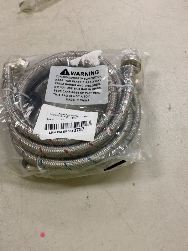 Photo 1 of 4ft Stainless Steel Washing Machine Hose with 90 Degree Elbows 2 Packs Braided Premium Washer Hoses Supply Lines-Washer Hoses 4ft Hot and Cold Striped Water Connection-by MIFLUS