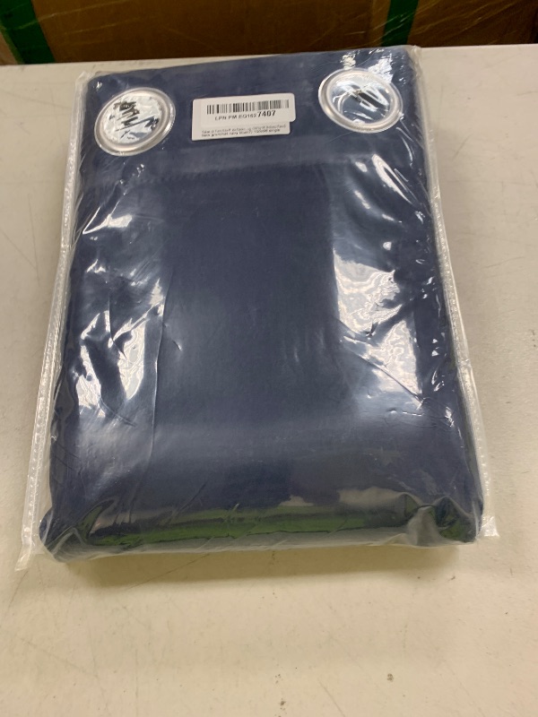 Photo 1 of Yakamok Room Darkening Extra Wide Blackout Curtains for Living Room, Sliding Glass Door Home Blackout Curtains for Villa/Hall(Navy Blue, 100 inches x 96 inches)
