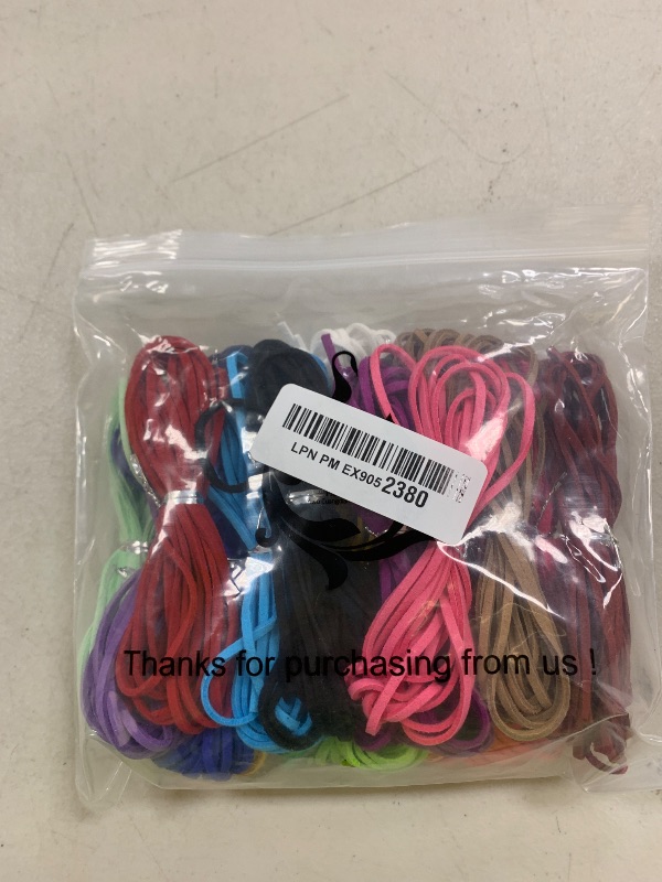 Photo 1 of 100 Yards 20 Bundles 2.6mm Suede Leather Cords Leather Lace Flat Faux Suede Cord String Thread Velvet Cord for Necklace, Bracelet, Beading and DIY Crafts (Color-2) #205