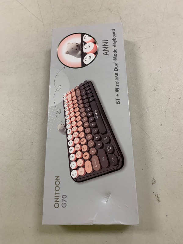 Photo 1 of Wireless Bluetooth Keyboard for iPad/Tablet/Laptop/PC/Windows/Mac, Retro Typewriter Keyboard Colorful Round Keycaps, Cute Magnetic Bear, Multi-Device Support, 2.4GHz Cordless Connection with Shortcuts
