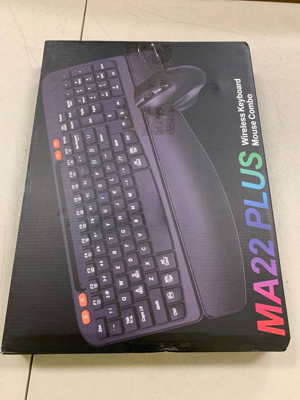 Photo 1 of Wireless Keyboard and Mouse Combo, Ergonomic Wave Keys, Cushioned Plam Rest, Rechargeable, Phone Holder, Natural Typing, 2.4G Lag-Free, Full Size Keyboards Cordless Set for Windows/Mac -SABLUTE