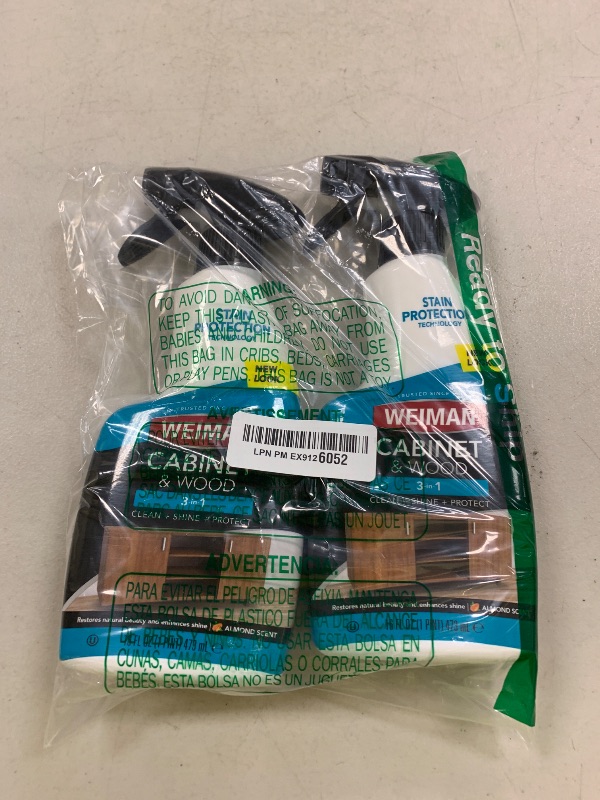 Photo 1 of Weiman Cabinet and Wood Cleaner, Shine, Clean and Protect Spray - For Wood Cabinets, Furniture, Tables, Baseboards, Trim and more, 16 oz, 2 PACK with MicroFiber Towel