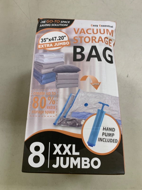 Photo 1 of 8 Pack XXL Jumbo Vacuum Storage Bags, Extra Large Vacuum Seal Bags for Comforters, Bedding, Blanket Storage, Giant Space Saver Bags for Huge Stuffed Toy(47.2x35 in)
