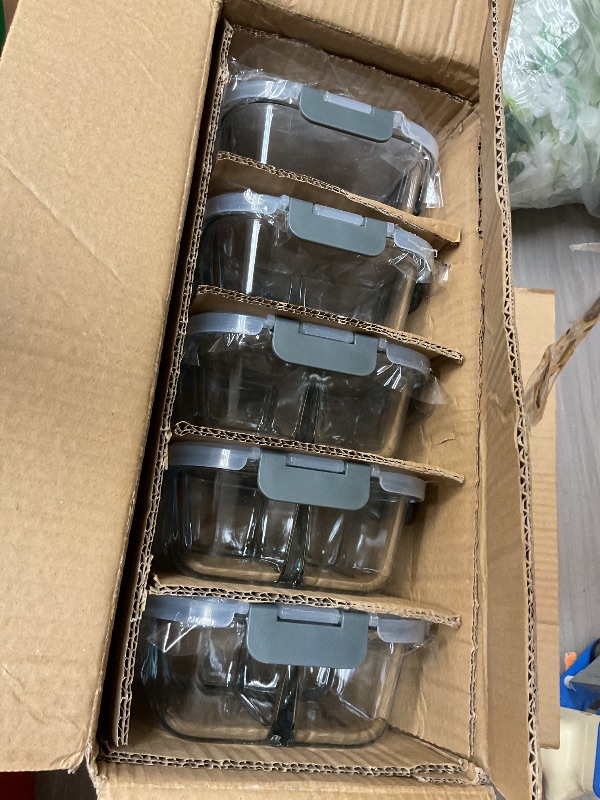 Photo 1 of M MCIRCO [5-Pack, 36 oz] Glass Meal Prep Containers 3 Compartment with Lids, Glass Lunch Containers,Food Prep Lunch Box,Bento Box,Microwave, Oven, Freezer, Dishwasher (4.5 Cups)