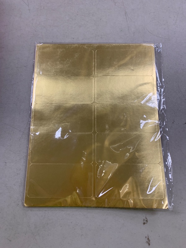 Photo 1 of 4" x 2" Gold Foil Labels for Laser Printers - 10 Sheets / 100 Labels
