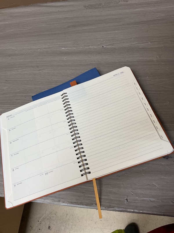 Photo 5 of POPRUN Planner 2025-2026 Weekly Notebook (Medium 8.5''x 6.5''), Academic Calendar (JUL.25 - JUN.26) Appointment Book with Monthly Tabs, Spiral Soft Cover, Inner Pocket, 100 GSM - Brown