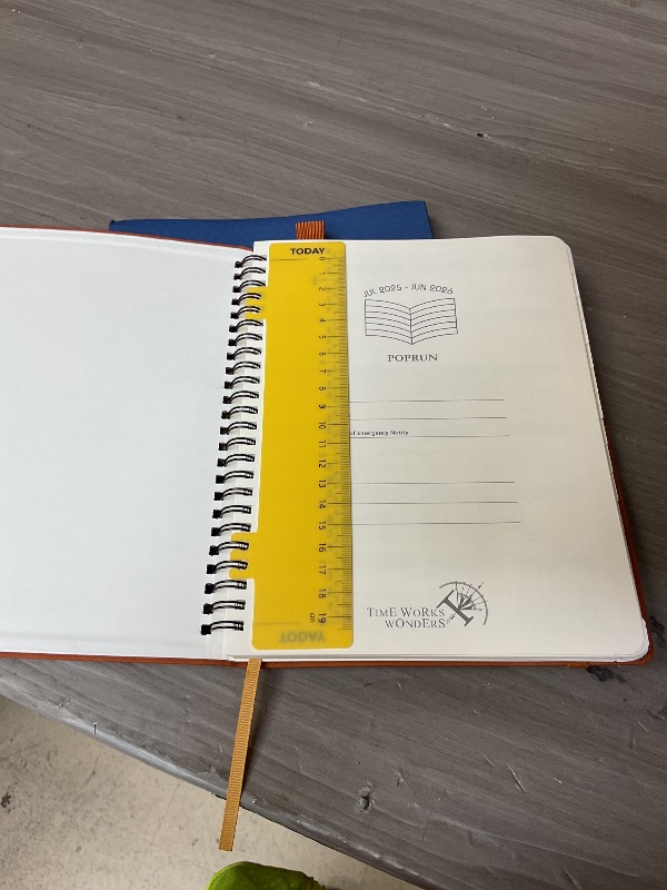 Photo 4 of POPRUN Planner 2025-2026 Weekly Notebook (Medium 8.5''x 6.5''), Academic Calendar (JUL.25 - JUN.26) Appointment Book with Monthly Tabs, Spiral Soft Cover, Inner Pocket, 100 GSM - Brown