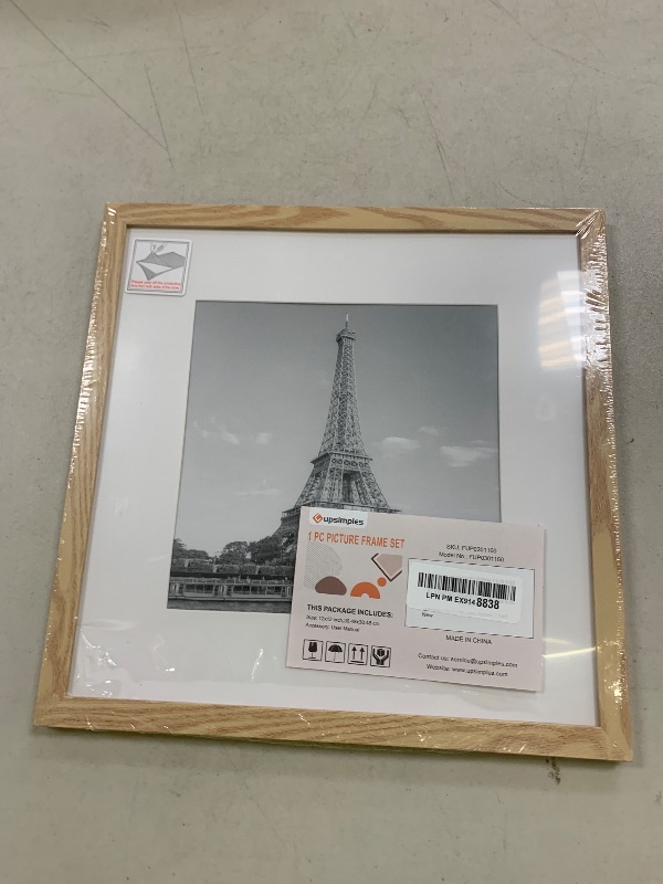 Photo 1 of upsimples 12x12 Picture Frame, Display Pictures 8x8 with Mat or 12 x 12 Without, Wall Hanging Square Frames, Natural, 1 Pack