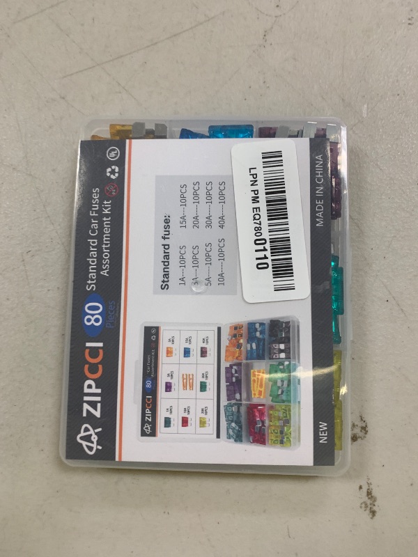Photo 1 of ZIPCCI 80 Pcs Standard Car Fuse, Fuses Assortment kit(1A/3A/5A/10A/15A/20A/30A/40A) Automotive Blade Fuse for RV, Truck, Marine, Auto Accessories