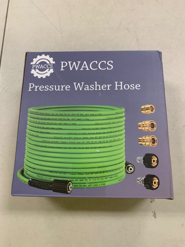 Photo 1 of PWACCS Pressure Washer Hose for Power Washer – 3600 PSI Kink Resistant Pressure Washing Extension Hose 50 FT x 1/4" – Universal Electric Power Wash Hose for Replacement – Compatible with M22 Fittings