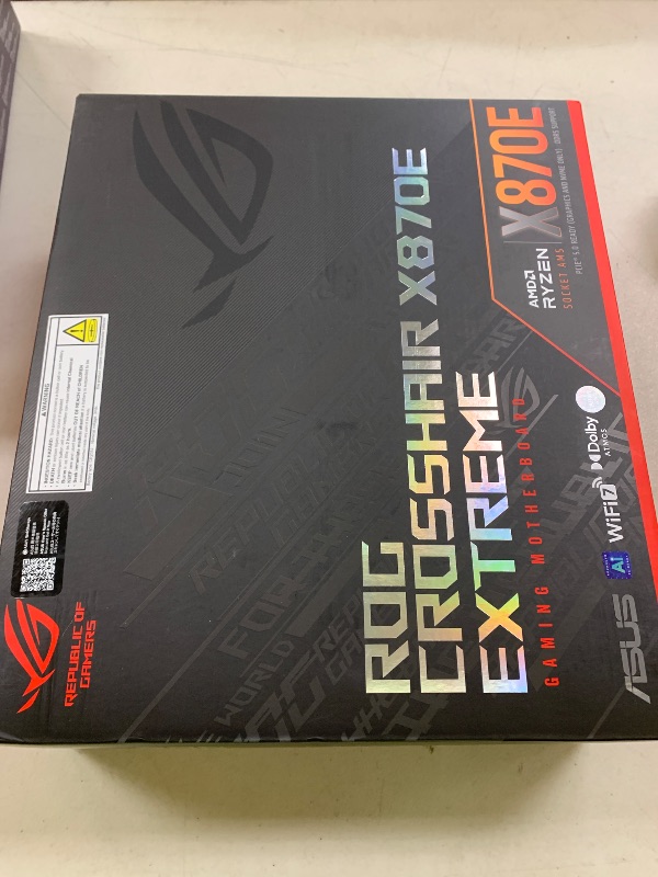 Photo 1 of ASUS ROG Crosshair X870E Extreme AMD X870E AM5 E-ATX Gaming Motherboard – 20+2+2 Power Stages, DDR5, PCIe 5.0, 5X M.2, 5G & 10G LAN, Wi-Fi 7, USB4 Type-C, 5” LCD, AI Overclocking & Networking