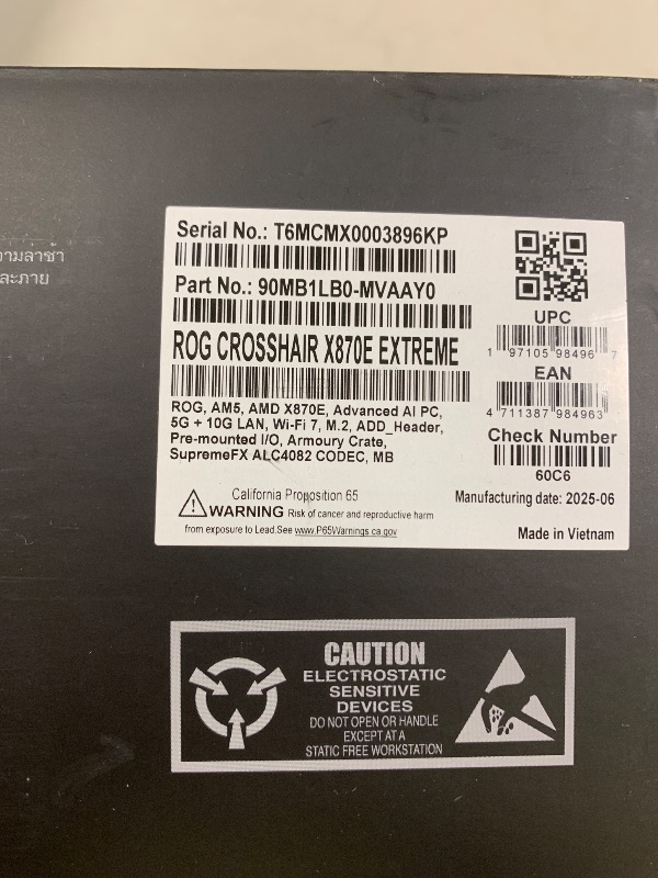 Photo 1 of ASUS ROG Crosshair X870E Extreme AMD X870E AM5 E-ATX Gaming Motherboard – 20+2+2 Power Stages, DDR5, PCIe 5.0, 5X M.2, 5G & 10G LAN, Wi-Fi 7, USB4 Type-C, 5” LCD, AI Overclocking & Networking