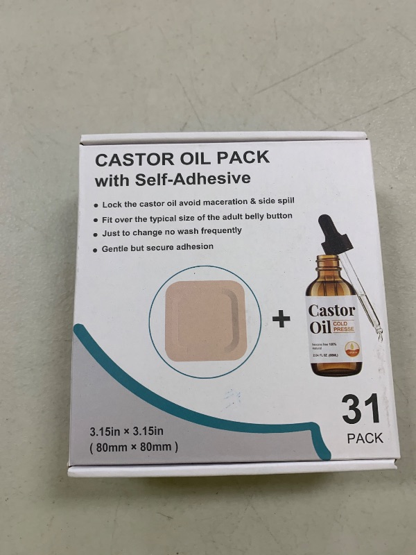 Photo 1 of 30Pcs Disposable Castor Oil Belly Button Patch with Organic Cold Pressed Glass Bottle 2.04oz | Self-Adhesive Castor Oil Patches for Neck/Shoulders/Knees | No Wash | Organic Cotton | Anti-Seepage