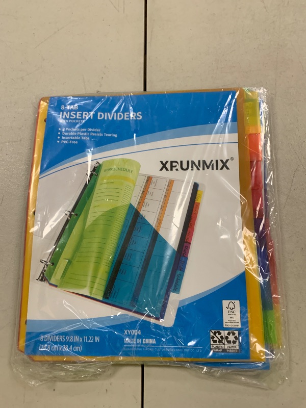 Photo 1 of 8-Tab Binder Dividers - Index Pockets Divider for 3 Ring Binders, 3-Hole Plastics Sheets Protectors for US Letter Size in 0.5'', 1'', 2'', 3 inch Binders, 8 Colors (XY004) (2 Packs)