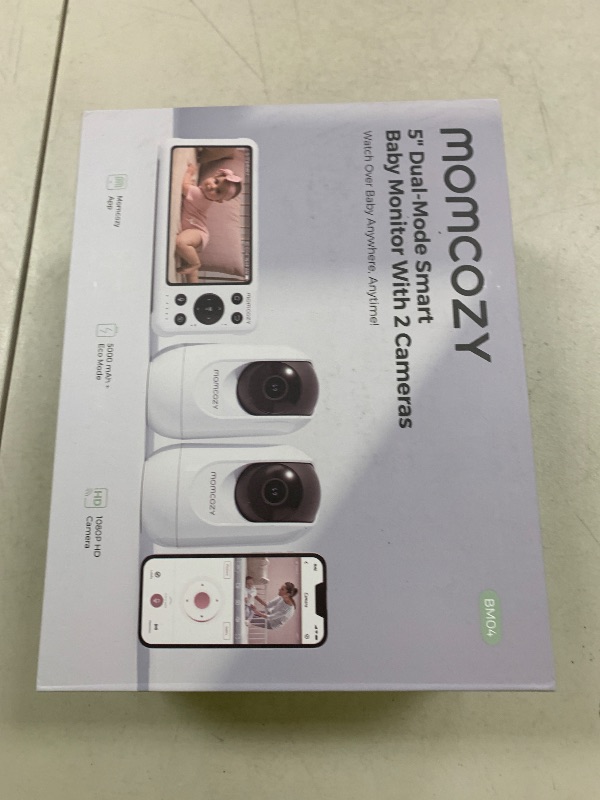 Photo 1 of Momcozy BM04 Smart WiFi Baby Monitor with 2 Cameras, 5'' 1080P Split Screen Video Baby Monitor with Camera and Audio, Clear Night Vision, 5000mAh Battery, 2-Way Audio