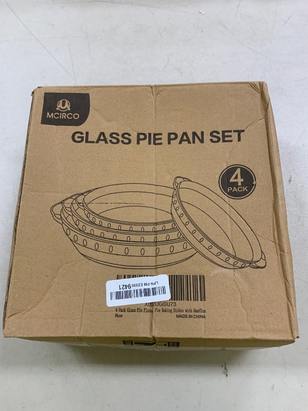 Photo 1 of 4 Packs Glass Pie Plates, MCIRCO Deep Pie Pans Set (7"/8"/9"/10"), Pie Baking Dishes with Handles for Baking and Serving, Clear