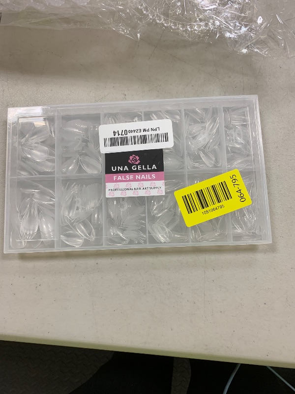 Photo 1 of UNA GELLA Short Almond Nail Tips: 504PCS Short Fake Nails Soft Press On Gel Nail Tips Pre Shaped Almond Shape Home Nail Extension Full Cover, 12 Sizes Acrylic Gelly Tips