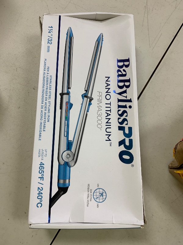 Photo 1 of BabylissPRO Nano Titanium Prima Ionic Hair Straightener, Curl and Straighten Hair With One Professional Tool, Blue