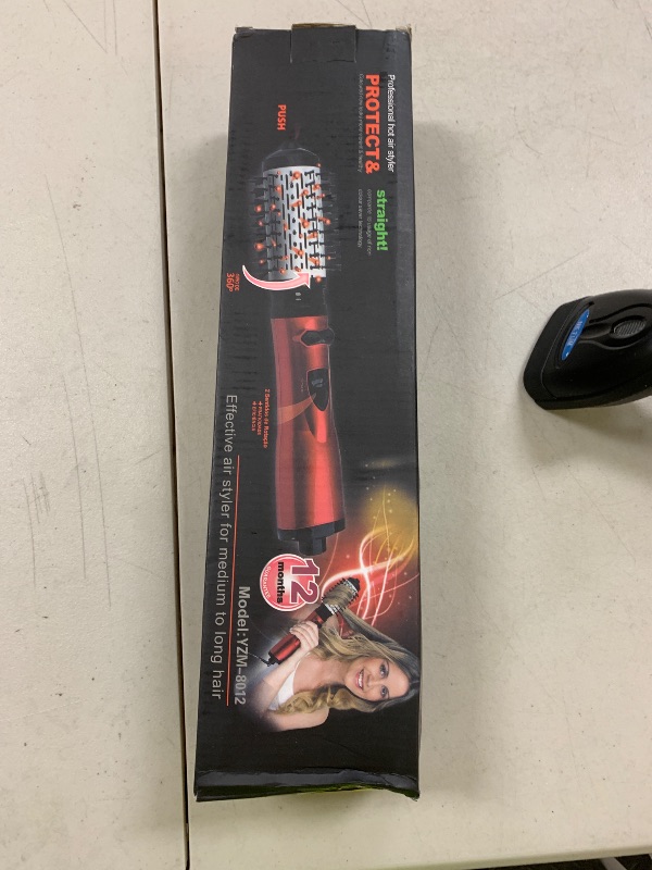 Photo 1 of 3-in-1 Hot Air Styler & Rotating Hair Dryer Brush with 2 Interchangeable Brushes | Anti-Frizz Ionic Technology for Straightening, Drying & Curling | 3 Heat Settings & 360° Rotation (Red)