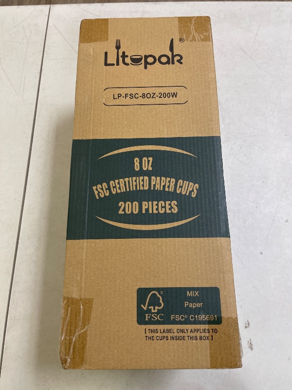 Photo 1 of LITOPAK 200 Count 8 oz Disposable Paper Coffee Cup, White FSC Paper Hot Coffee Cups for Multiple Drinks for Office, Store, Home