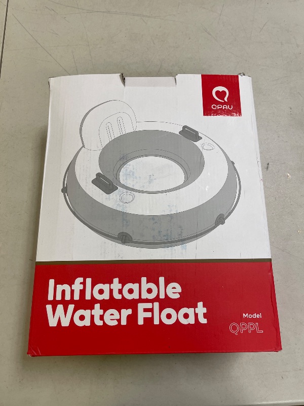 Photo 1 of QPAU Inflatable River Tube, 0.4 mm Thickened Puncture-Resistant Heavy Duty River Float, River Raft with Ergonomic Backrest, Mesh Bottom & 2 Cup Holders for Family Friends Lake Float, Dark Blue