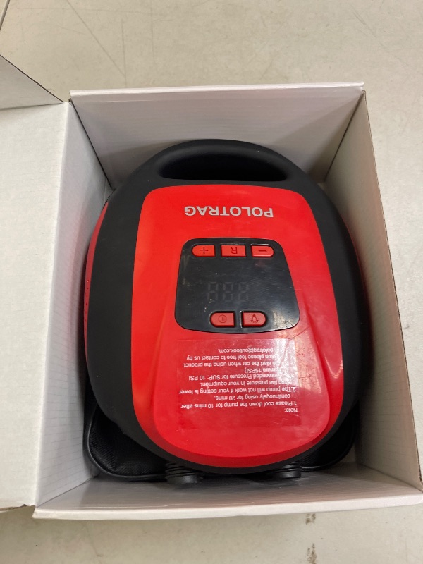 Photo 1 of Polotrag Paddle Board Pump, Sup Pump Electric Portable with Auto-Off/Deflation, Dual Stage 12V DC Car Connector Air Pump for Inflatables,Kayak and Air Mattress(Red)