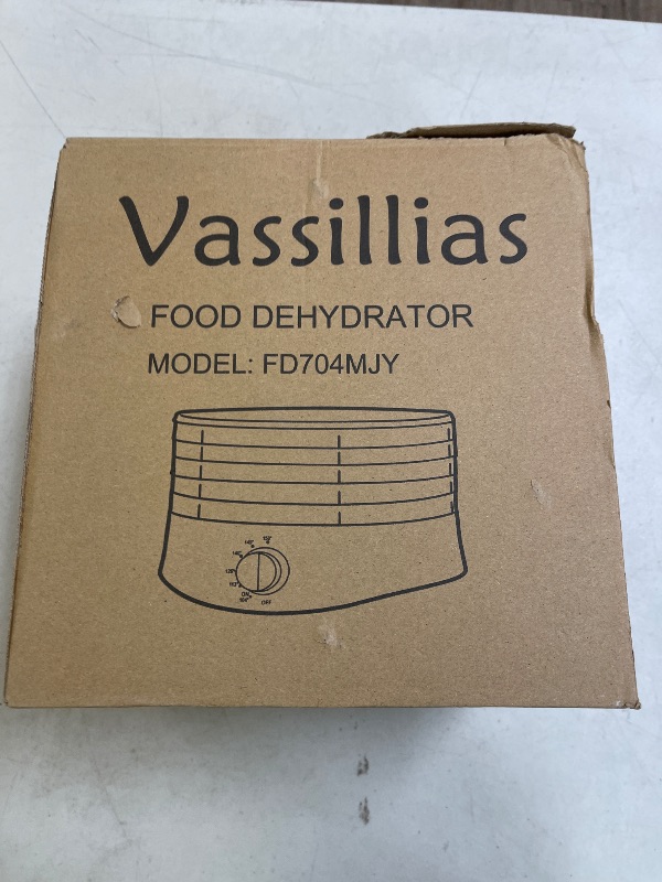 Photo 1 of Food Dehydrator Dryer - Dehydrator for Healthy Food, Meat, Jerky, Fruit, Vegetable, Mushroom and Herb, 280W, 158°F, Mini Dryer with 5 BPA-Free Drying Racks and Slide Out Tray, White, Model 704M