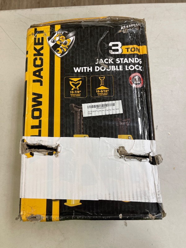 Photo 1 of YELLOW JACKET Car Jack Stands 3 Ton with Double Locking and Large Foot Base for Lifting SUVS, Heavy Duty Steel, 6600 lb Capacity, 1 Pair, Yellow