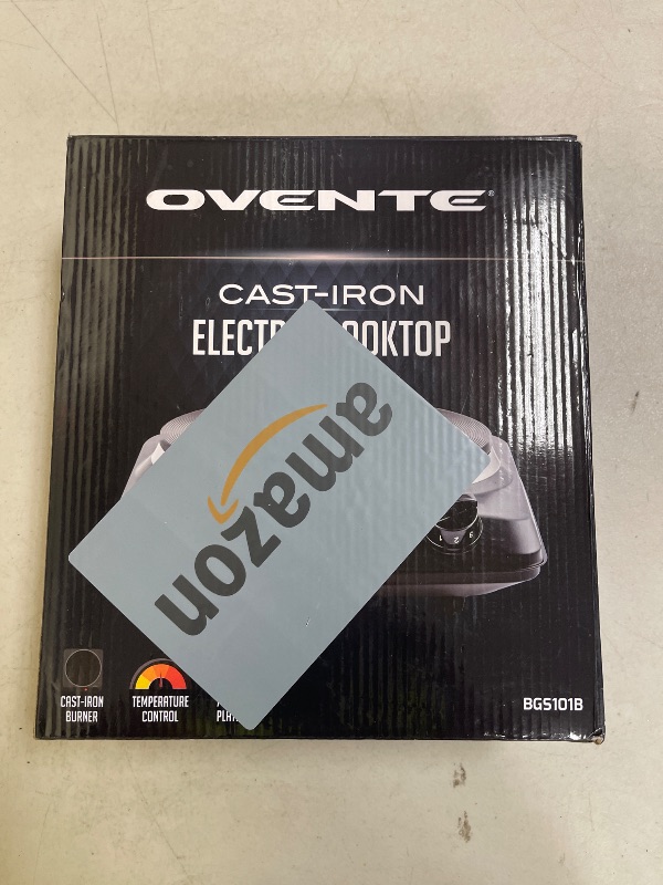 Photo 1 of OVENTE Electric Countertop Single Burner, 1000W Cooktop with 7.25 Inch Cast Iron Hot Plate, 5 Level Temperature Control, Compact Cooking Stove and Easy to Clean Stainless Steel Base, Black BGS101B