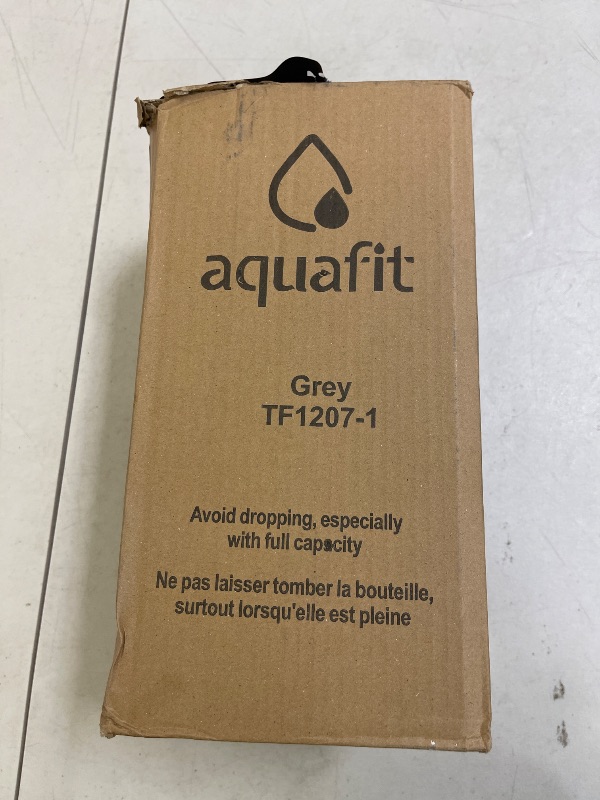 Photo 1 of AQUAFIT 1 Gallon Water Bottle with Time Marker - Straw & Chug Lid - BPA Free Gym Water Bottle with Straw - Big Gallon Jug (Gray, 128 oz - 2 Lids)