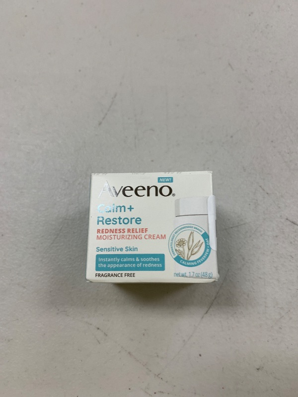 Photo 1 of Aveeno Calm + Restore Facial Moisturizer Face Cream for Redness Relief, Non-Comedogenic, Ceramide & Vitamin B5, Hydrating for Dry, Sensitive Skin, Hypoallergenic, Fragrance-Free, 1.7 oz