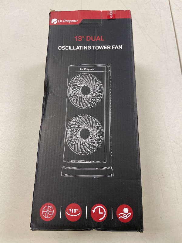 Photo 1 of Dr. Prepare Desk Fan Tower Fan Cooling Fan, Portable Oscillating Fan with 3-Speed Options, Dual Air Circulation, 110° Oscillation, 3 Timers, Table Fan for Bedroom Dorm Room Office Desktop, 13 inch