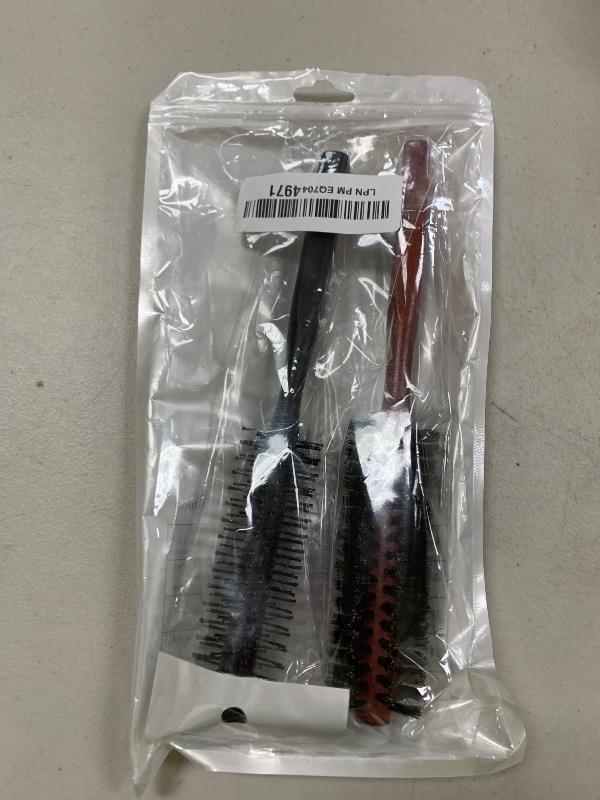 Photo 1 of Boar Bristle and Nylon Curling Brush, Travel Hair Brush for Blow Drying, with Wood Handle - Roller Hairbrush for Women, Beard Brush for Men (Black & Red)