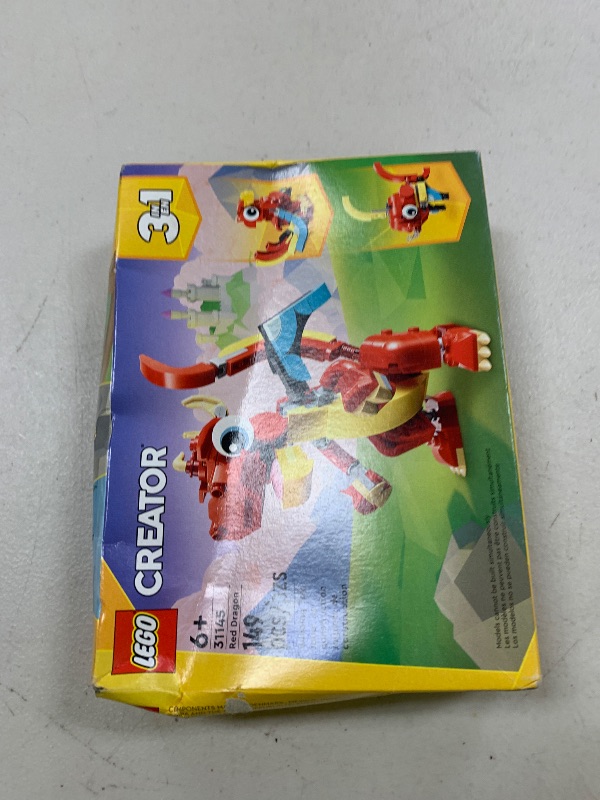 Photo 1 of LEGO Creator 3 in 1 Red Dragon Toy, Transforms from Dragon Toy to Fish Toy to Phoenix Toy, Gift Idea for Boys and Girls Ages 6 and Up, Animal Toy Set for Kids, 31145