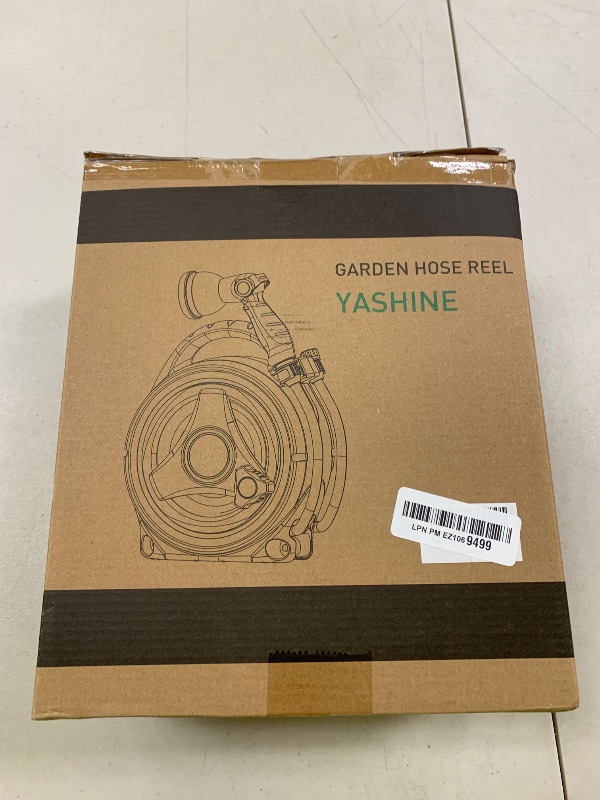 Photo 1 of YASHINE Retractable Garden Hose Reel, Portable Hose Reel, 45+5FT with 10 Patterns Spray Nozzle, Adapts to standard US hose plugs, 50FT Hose Reel for Garden Watering Car Washing Pet -Green