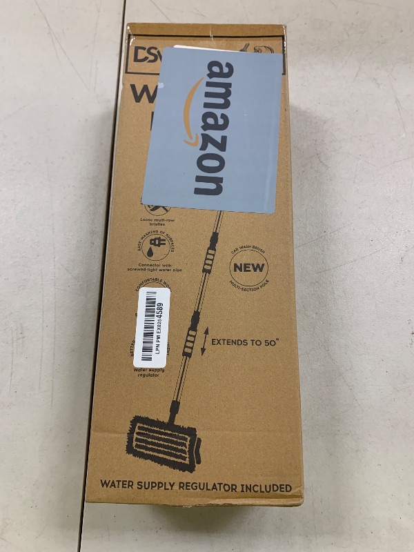 Photo 1 of DSV Standard Car Wash Brush with 50'' Long Handle, Car Cleaning Brush with Hose Attachment, Car Brushes for Washing 10'' Soft Bristles for Scratch-Free Cleaning Auto, Truck, Boat, Floor and More