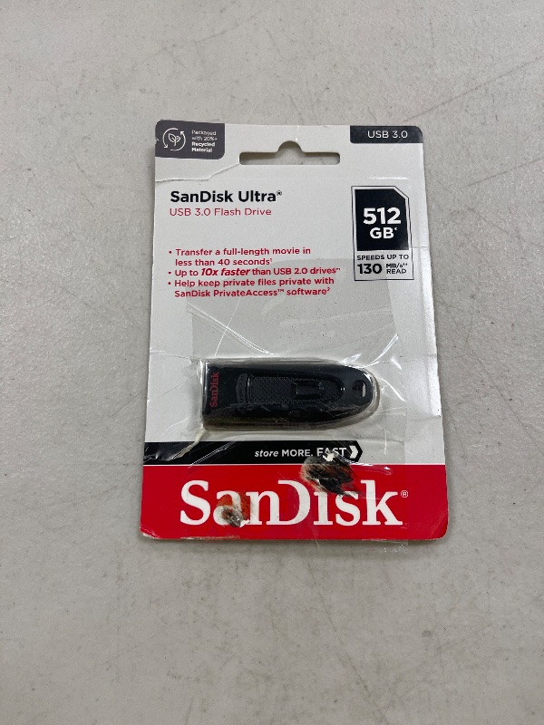 Photo 1 of SanDisk 512GB Ultra USB 3.0 Flash Drive - SDCZ48-512G-G46, Black