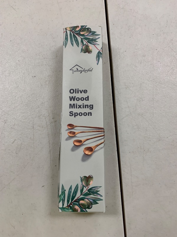 Photo 1 of WONDERFUL 100% Natural Olive Wood Long Handle Spoons for Coffee, Tea, Milkshake Kitchen Stirring, Cocktail Stirrer; Mixing Honey Spoon, Chef Tasting Spoons(color box)