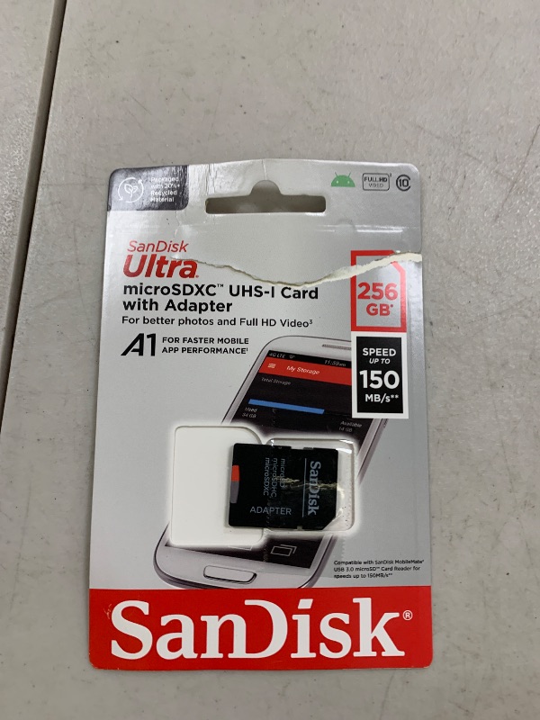 Photo 1 of SanDisk 256GB Ultra microSDXC UHS-I Memory Card with Adapter - Up to 150MB/s, C10, U1, Full HD, A1, MicroSD Card - SDSQUAC-256G-GN6MA [New Version]