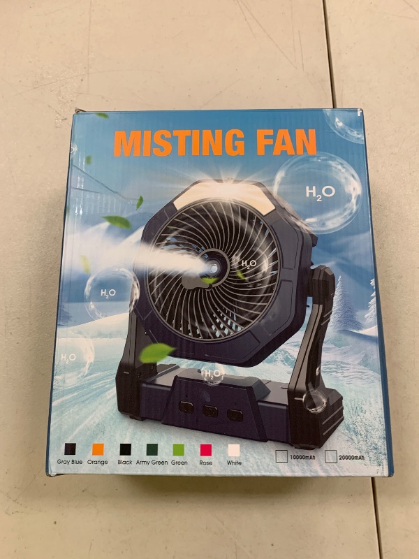 Photo 1 of Ausic Portable Misting Camping Fans, [Max 35H Runtime] Outdoor Cooling Fan for Patios, 8 Inch Battery Operated Rechargeable Fans, Water Spray Fan with LED Light, Travel Beach Camp Essential